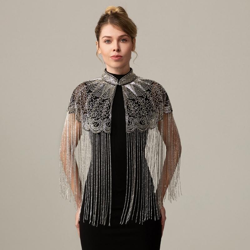Luxury Long Tassels Indian Shawl with Beadwork And Soft Polyester Fabric Bohemian Fringe Evening Wrap