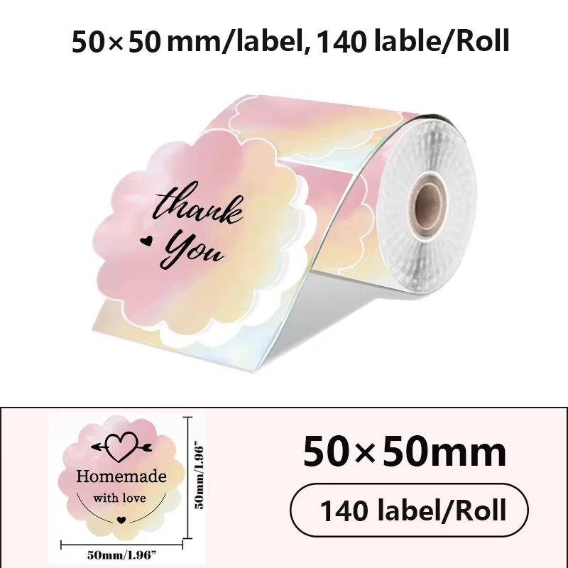 1PK New Holographic Laser Color Transparent Thermal Adhesive Label Roll Suit for Phomemo M110/M200/M120/M220 E210 P50 DETONG P1