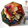 1pc Bee Flower Automatic Open/Close Umbrella with Windproof, Functional Design, 8-Rib Sturdy Canopy