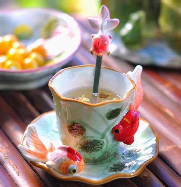 

Creative Flower Ceramic Cup with Saucer Spoon Coffee Cup Set Flower Tea Cup Water Cups Tea Mug Milk Mug Decorative Cups Gift 201-300ml золота рибка