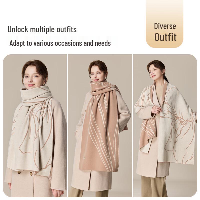 JIUMU Women's Winter Wool Scarf & Shawl Gift Set