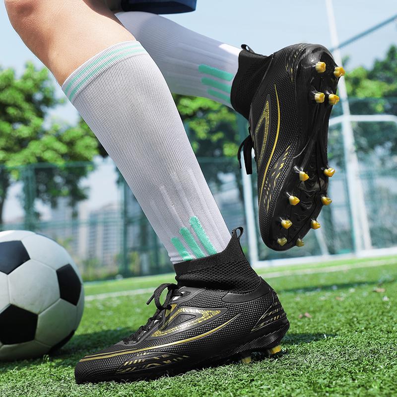 Unisex High-top Soccer Shoes for Adult Students with The Option of Studded or Long Studs Available In 4 Colors Sole Spikes