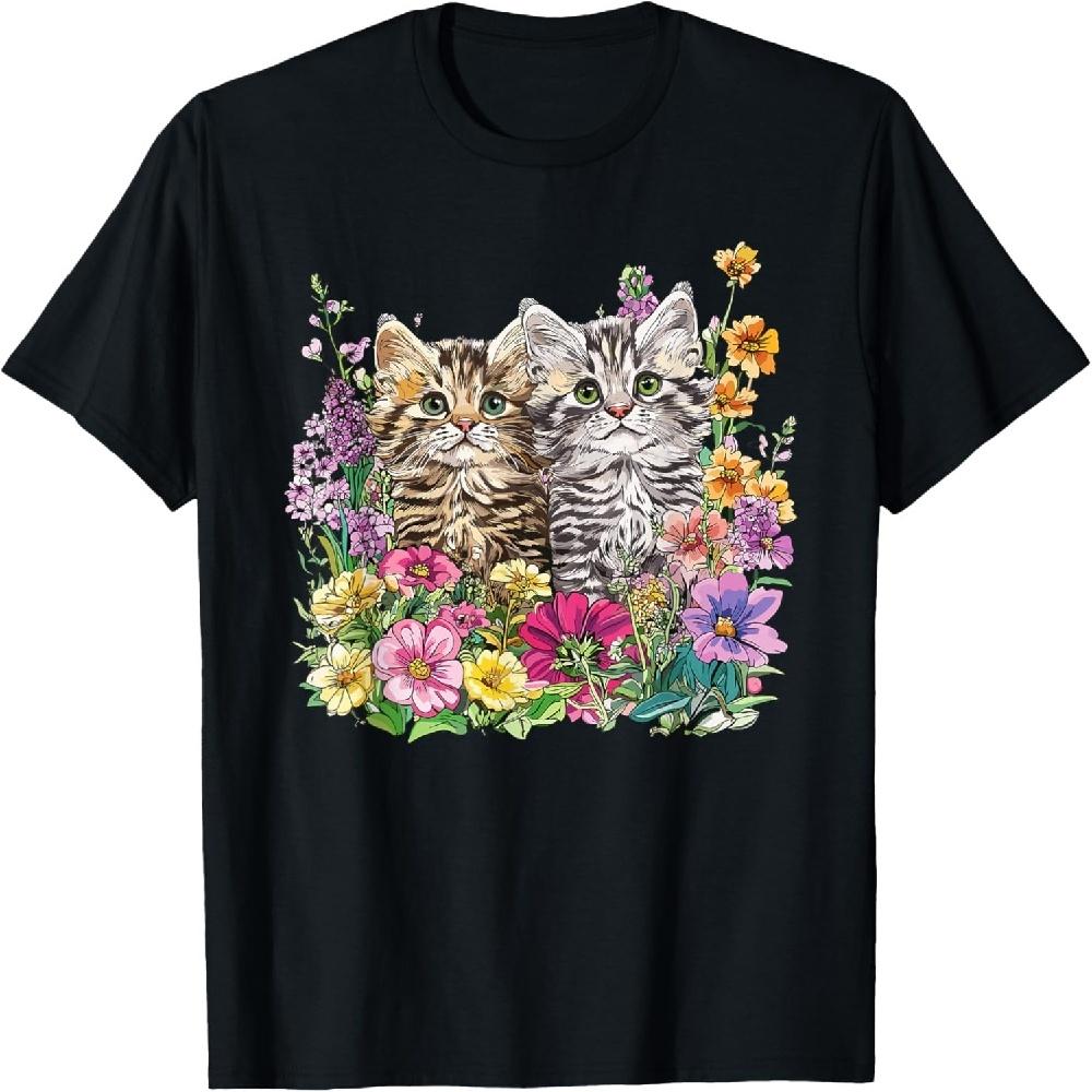 

Cute Kittens in Flower Garden T-Shirt XXXXXL чорний