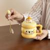 Cute Bear Ceramic Mug with Lid and Spoon