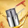 Wutuo Mini Stainless Steel Deep Fryer with Red Handle Basket - Two-Pack