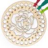 Embroidery Floss Organizer Eye-catching Multi Holes Wooden Rose Design Cross Stitch