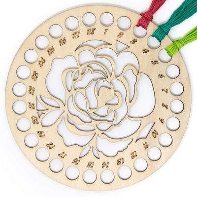 Embroidery Floss Organizer Eye-catching Multi Holes Wooden Rose Design Cross Stitch