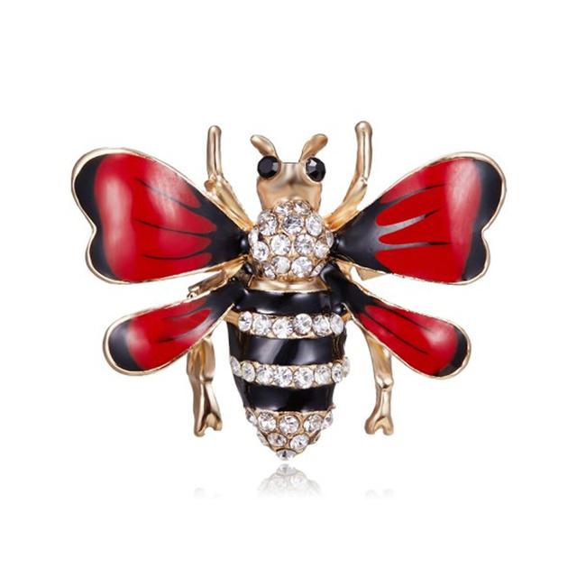 Voguish Stylish Enamel Insect Series Brooches Women Men Delicate Little Bee Pin Brooch Crystal Stone Rhinestone Brooches Pin Jewelry Souvenir