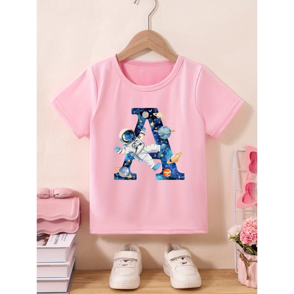 

Children s T-shirt with astronaut print, casual crew neck 160