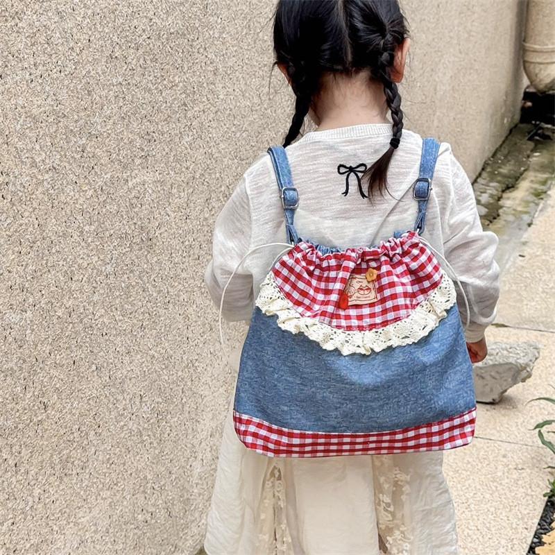 Nylon Lace Drawstring Backpack For Women With Sweet College Style Daily Use