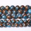 Lake Blue Cloisonne Natural Stone Beads 15"Strand Smooth Loose Spacer Beads 4/6/8/10/12mm for Jewelry Making DIY Bracelets Accessories
