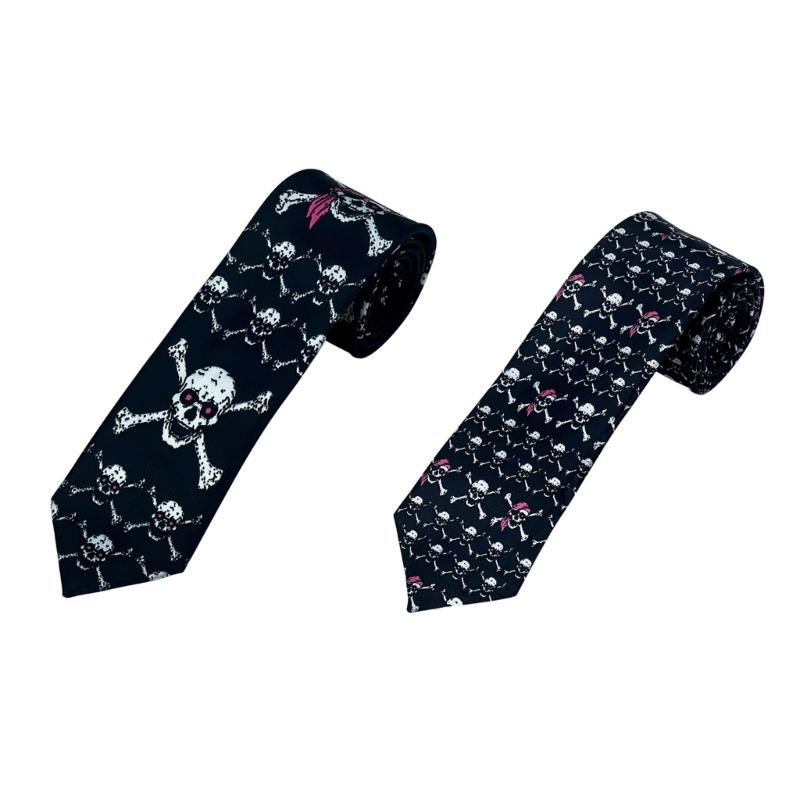 Halloween Skull Spiders Necktie For Costume Parties Family Festival Gathering Matching Outfit Neck Tie for Cosplay Event