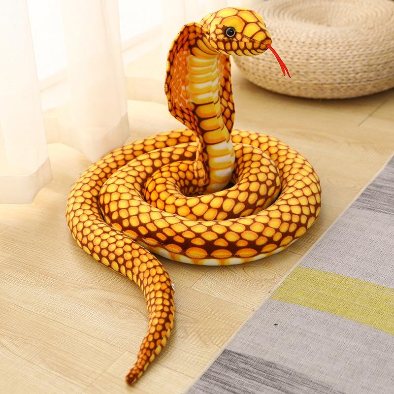 70-170 cm Serpente di Simulazione Realistica Figura di Cobra Pitone Realistico Peluche Giocattolo Morbido Peluche Animale Decorazione Regali di Compleanno per Bambini