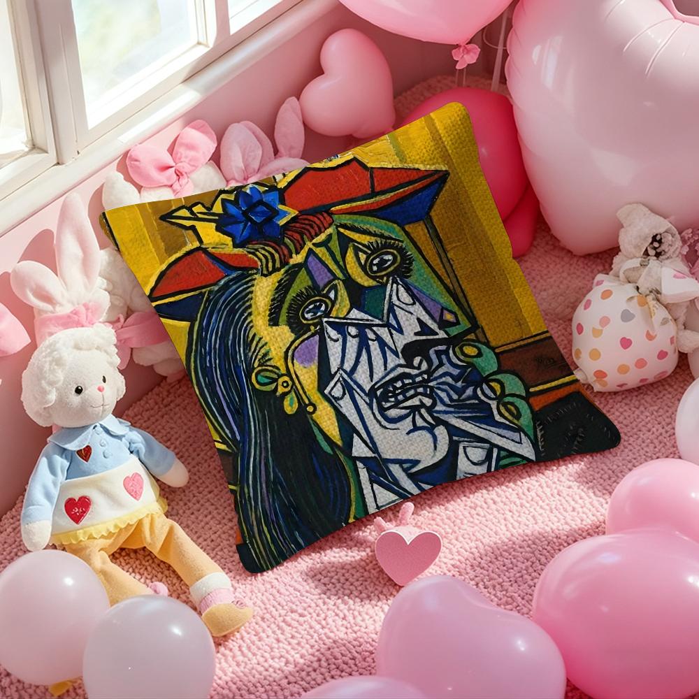 Picasso Pillow Case Antidustmite Pillowcase Invisible Zipper Silky Short Plush Sofa Cushion Cover