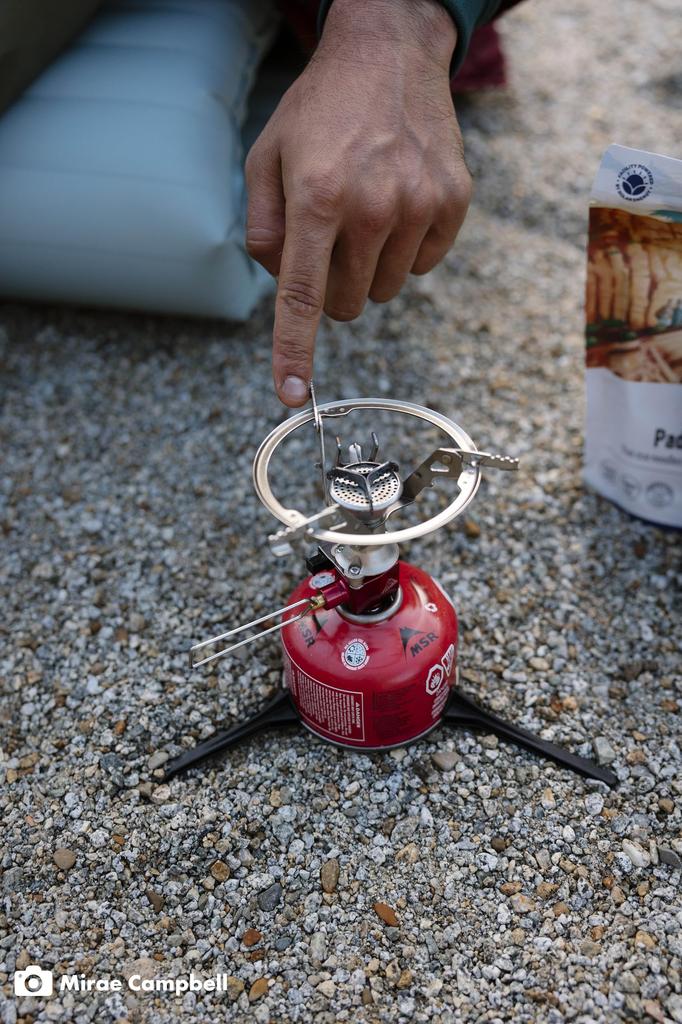 MSR Switch lightweight backpacking and camping stove system.