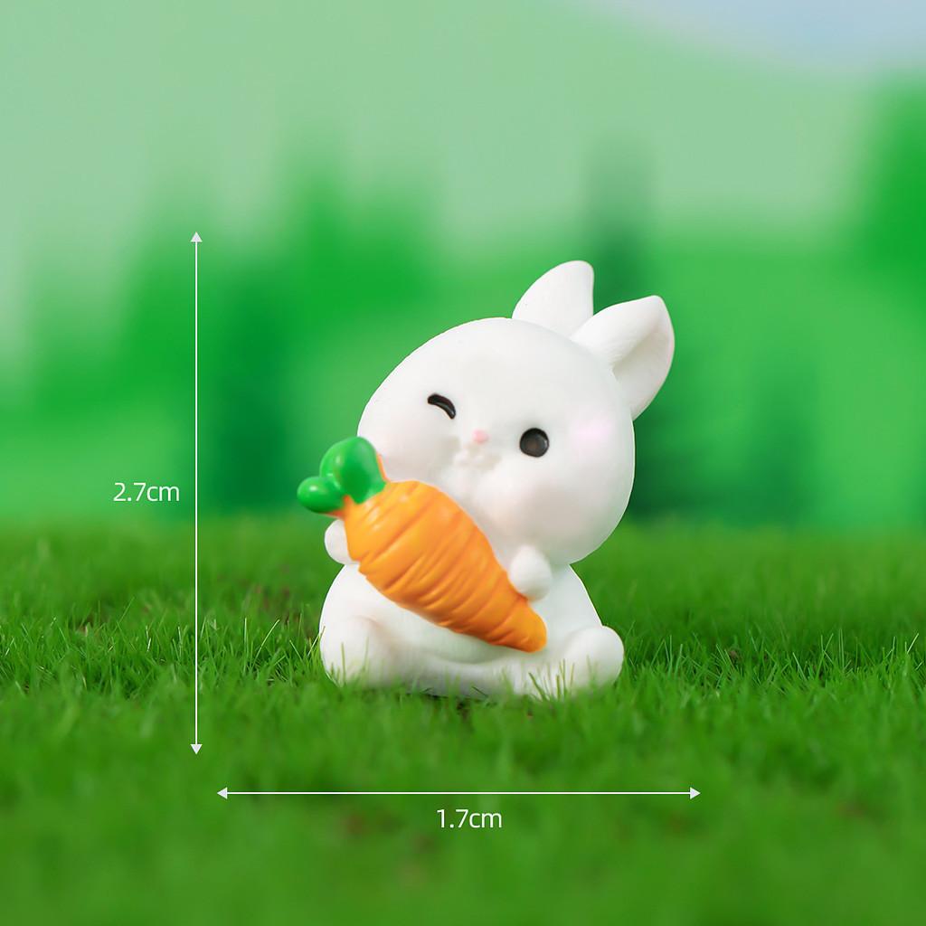 Adorable Resin Miniature Fat Bunny Figurines Diy Desktop Decor Cute Cartoon Style