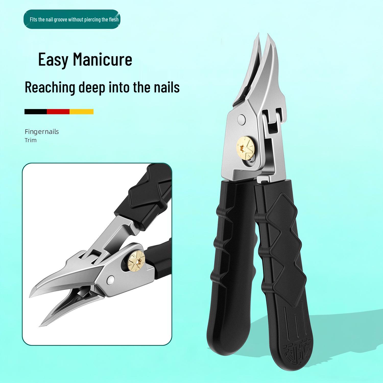 Ultra-Sharp Angled Nail Clippers with Large Opening - Anti-Splash Design for Thick Nails, Home Manicure Tool Set