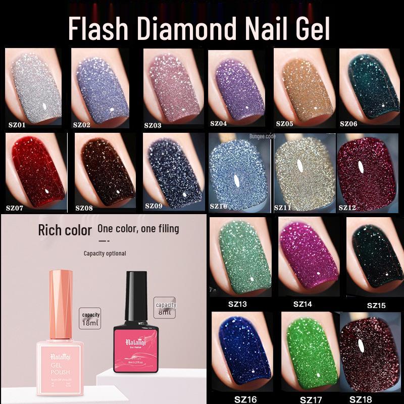 18-Color Ultra Bright Crushed Diamond Glitter Nail Gel Polish