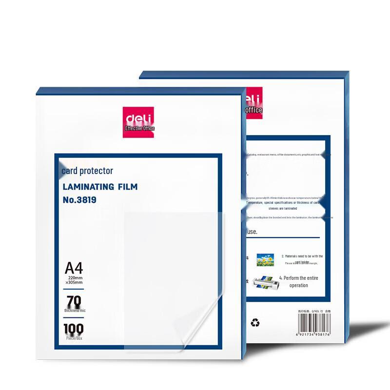 Deli A4 Lamination Film 70 Micron (100 Sheets)