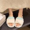 Fashion New Flat Bottom Furry Slippers Warm Home Room Plush Cotton Slides for Women Casual Soft Sole Autumn Winter Open Toe Pantoffels