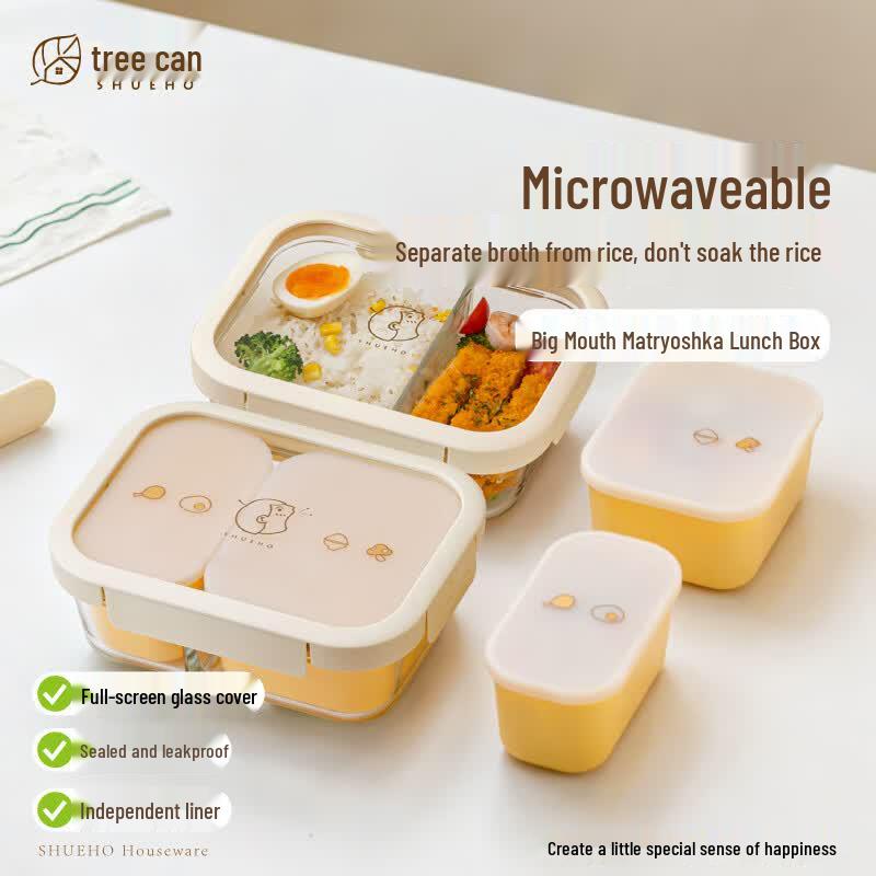 Microwaveable Divided Glass Lunch Box