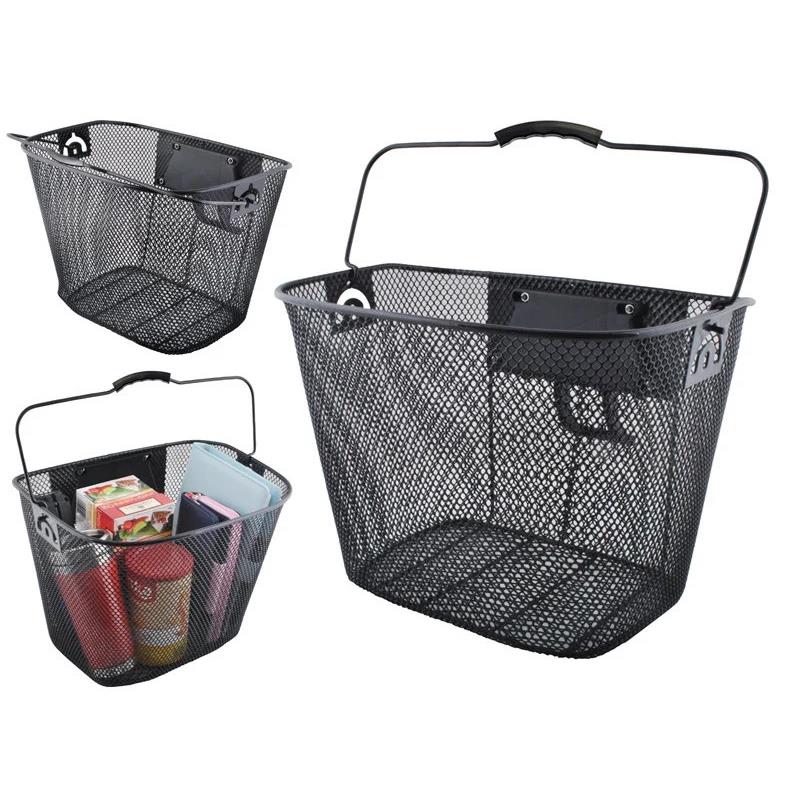 Bike Basket Metal Front Basket Detachable Black Click Large Bicycle