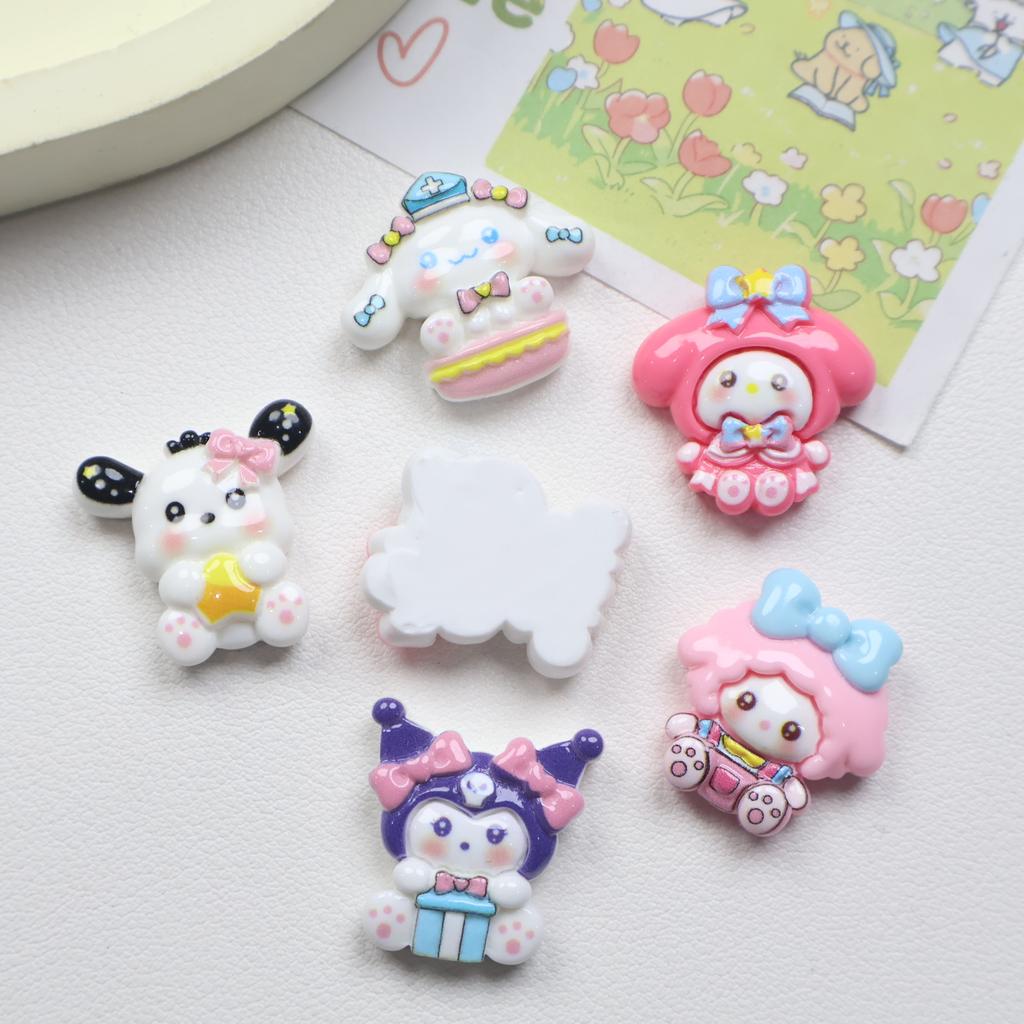 12/120PCS Cartoon DIY Resin Accessories Bow Tie Animal Handmade Cream Glue Hair Clip Phone Case Shoe Buckle Pendant Unisex