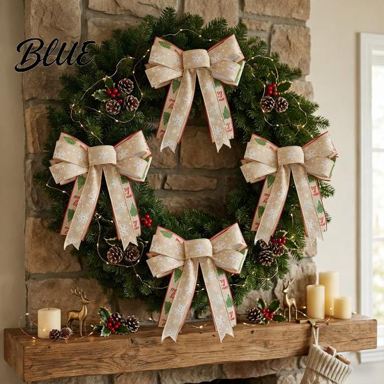 Christmas Tree Bow Decorations Bows for Wreath Merry Craft Ornaments Winter Sturdy Webbing Gift Toppers Decoration Holiday Tree Front Door,