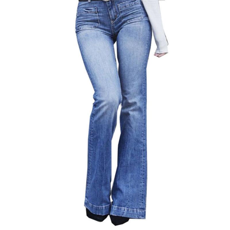Jeans Damenmode Trend Slim Schlankheitshose mit hohem Bund, ausgestellte Hose, gewaschen und poliert, weiße Hose für Damen