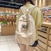 Cute Corduroy Backpack for Women School Bag Lightweight Daily Use Bookbag