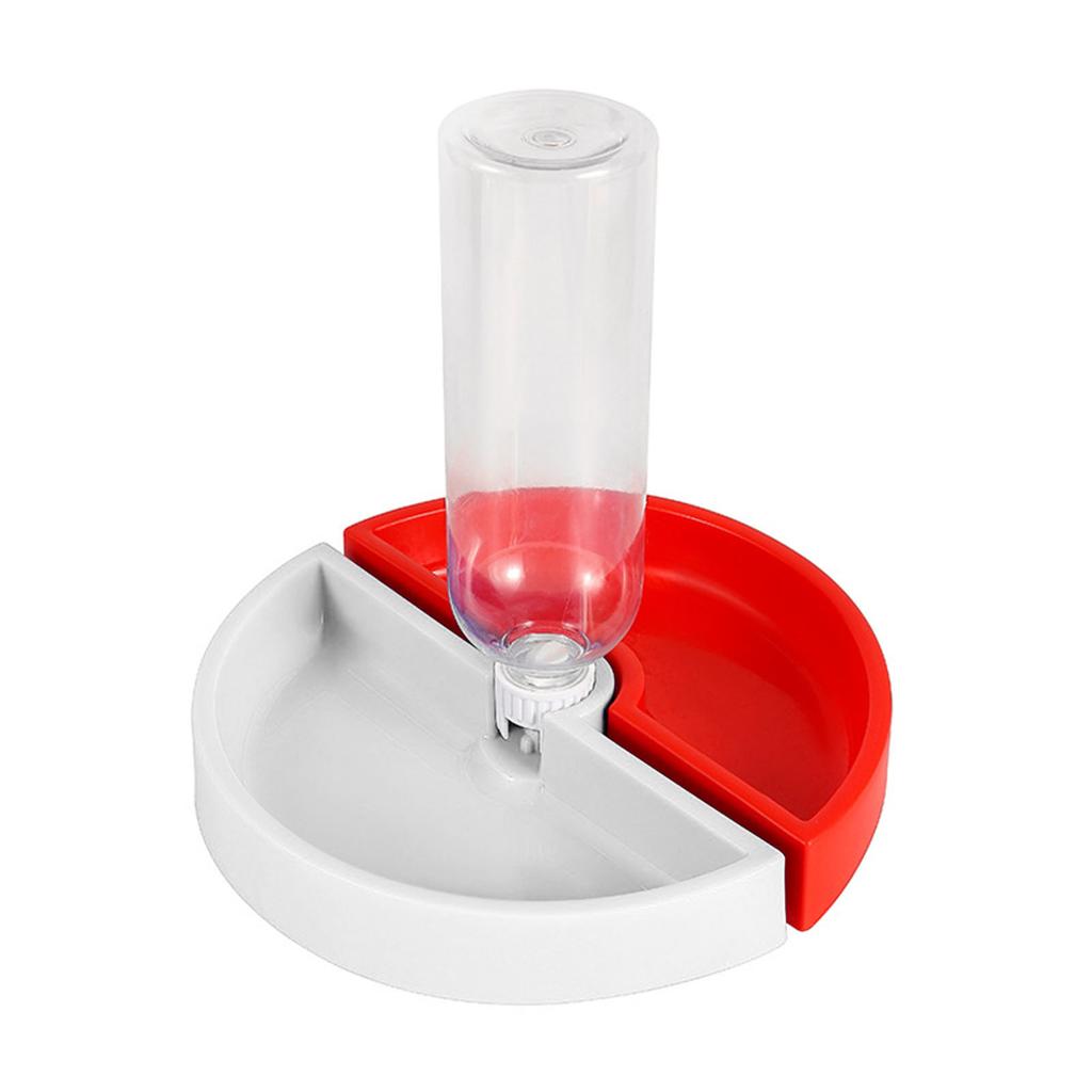 Cat Water Food Bowl Detachable Prevent Slip Large Capacity Pet Dish Set with Waterer Bottle for Indoor Red White