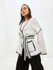 Knitted Open-Front Cardigan Sweater Spring New Style Loose Color Block Long Sleeve Wool Coat