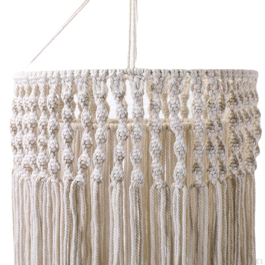 Nordic Macrame Lamp Shade Handwoven Boho Chandelier Lampshade Hanging Pendant Light Cover for Home,