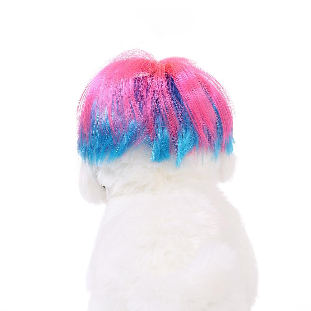 Adorable Pink Blue Shaggy Pet Wig For Halloween Festivities And Costume Parties