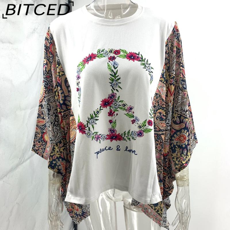 BITCED Women's Printed O-Neck Loose-Fit Casual Top