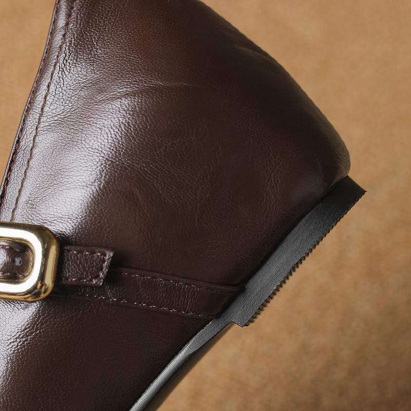 Fashion Women's new spring and autumn square toe with increased height, mid heel, large metal belt buckle, Mary Jane single shoes