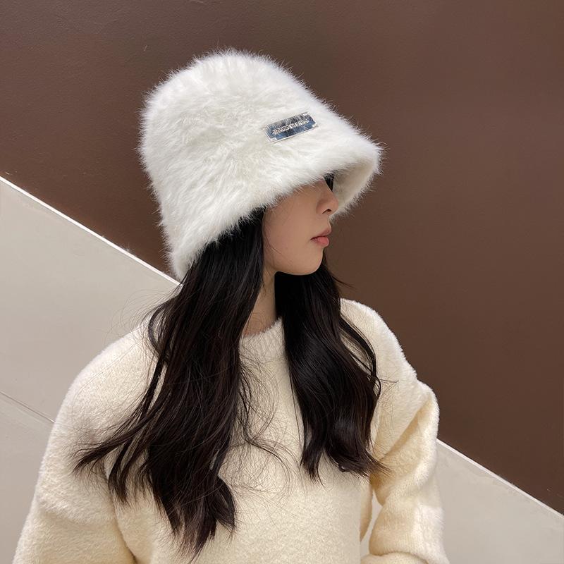 Versatile Plush Fisherman Hat for Autumn and Winter Face Showing Small Bucket Hat Korean Style Warm and Cold Proof Basin Hat