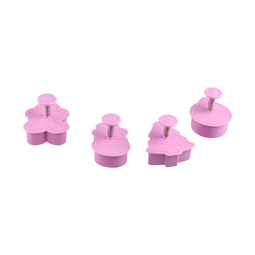 4pcs/set Gingerbread Man Plunger Biscuit Christmas Baking Mould Cake Mold Cookie Cutter