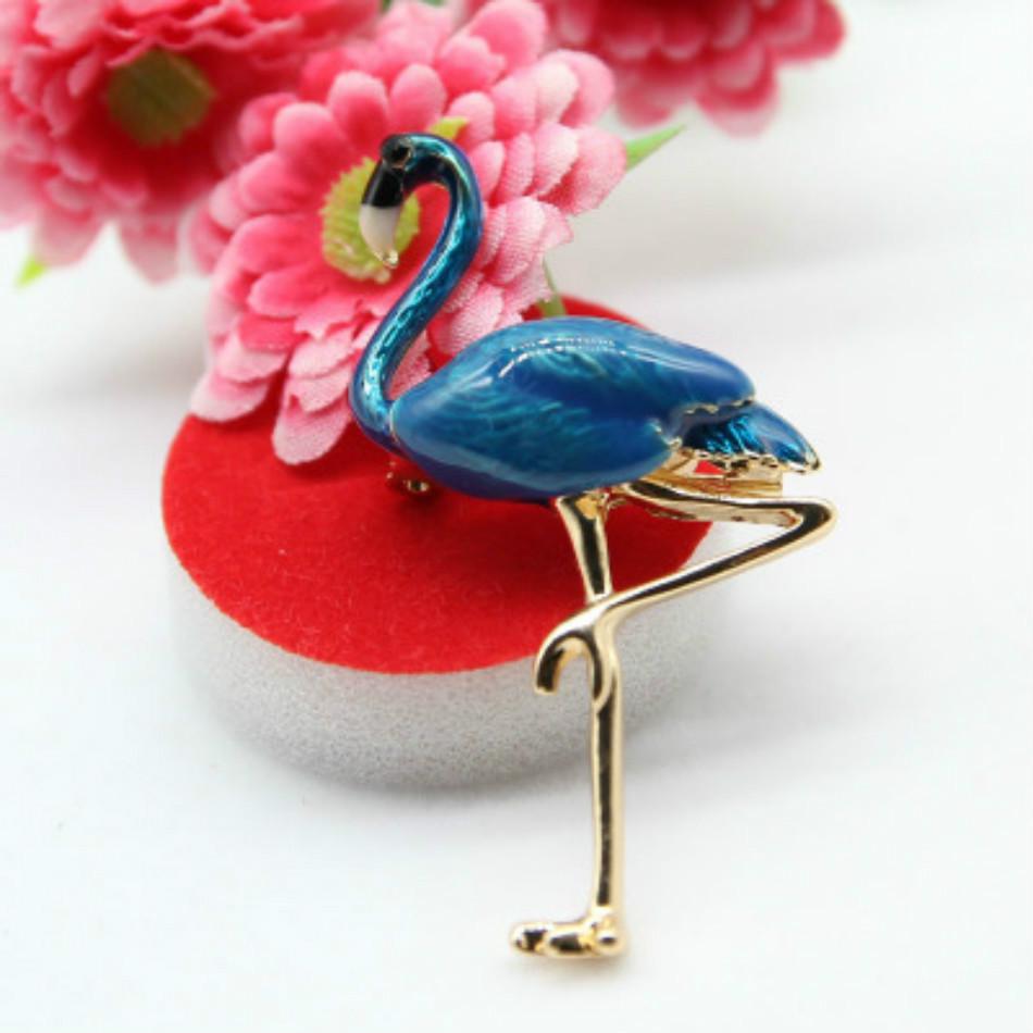 Stylish Cartoon Color Stereo Flamingos Pattern Brooch Jewelry Drip Oil Glass Alloy Pin