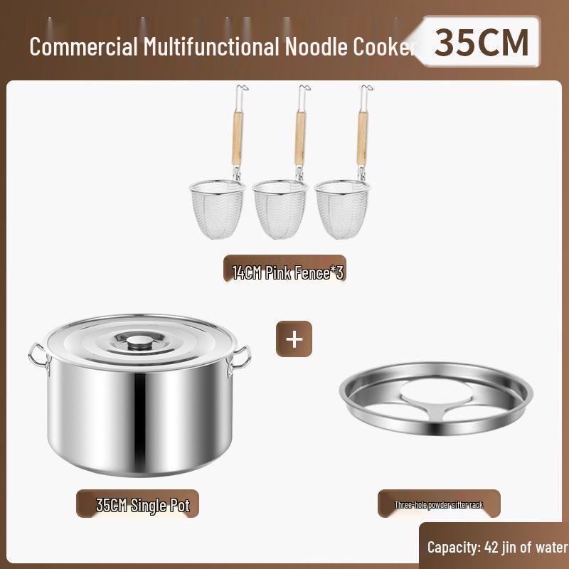 Large-Capacity Commercial Gas Noodle Cooker, Thickened Stainless Steel, Scalding Pot, Soup Barrel, Mala Tang Cooking Pot.