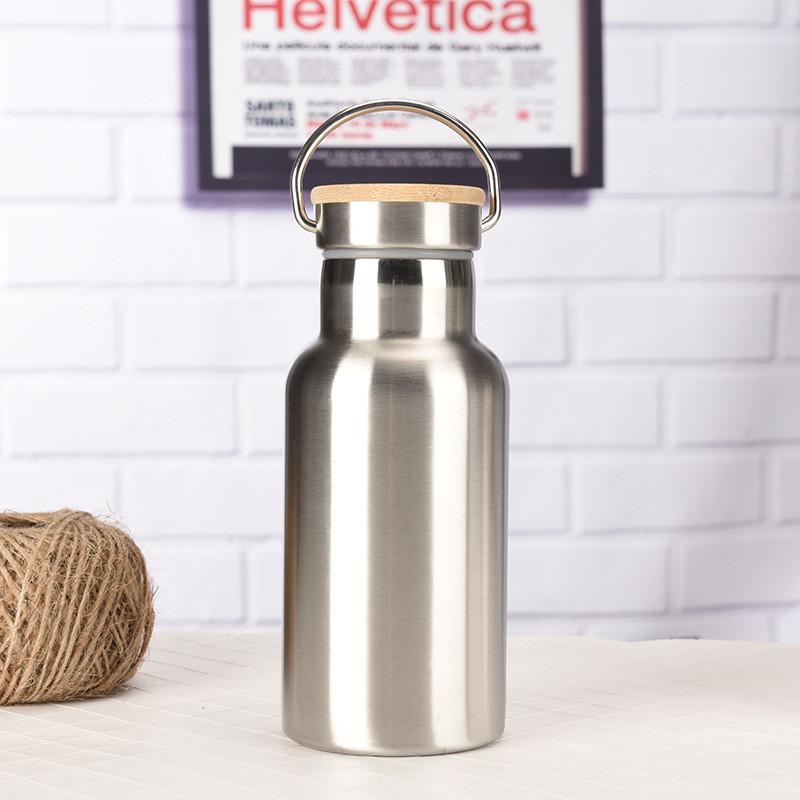 

Stainless Steel Thermos Double Wall Vacuum Insulated Travel Water Bottles Flask Cup with Bamboo Lid Biking Camping Hiking Kettle 350ml