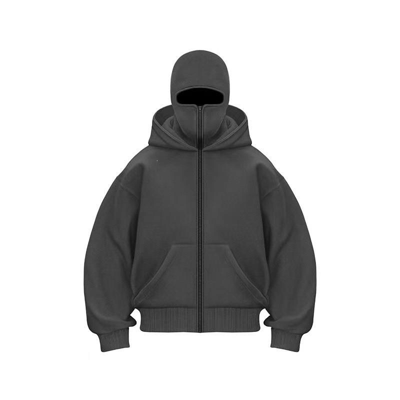 Mens Oversized Hooded Sweatshirt With Double-Layer Hood Fleece-Lined Zip-Up Pullover Fall