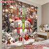 Flat Printing Christmas Curtains Snowmen Gifts Scopic Stylish Polyester Fiber Holiday Decorations Curtain Set Of 2 Made Washable