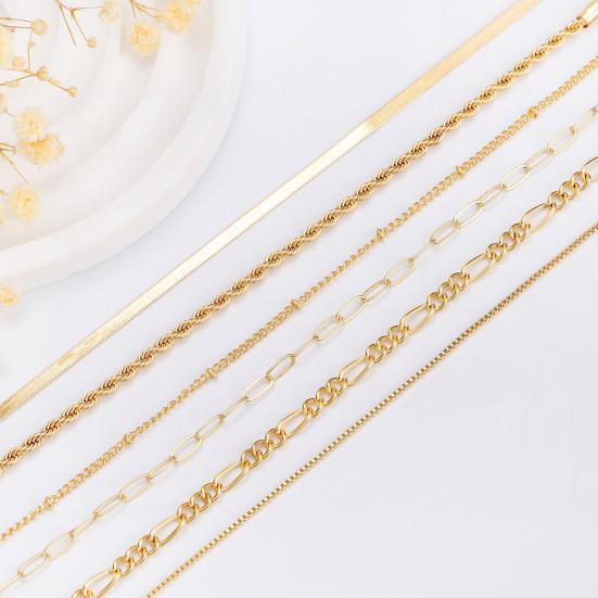 45783 Pcs/Set Women Stacking Bracelet Set Retro Hip Hop Style Snake Bone Chain Different Hollow Chain Adjustable Golden