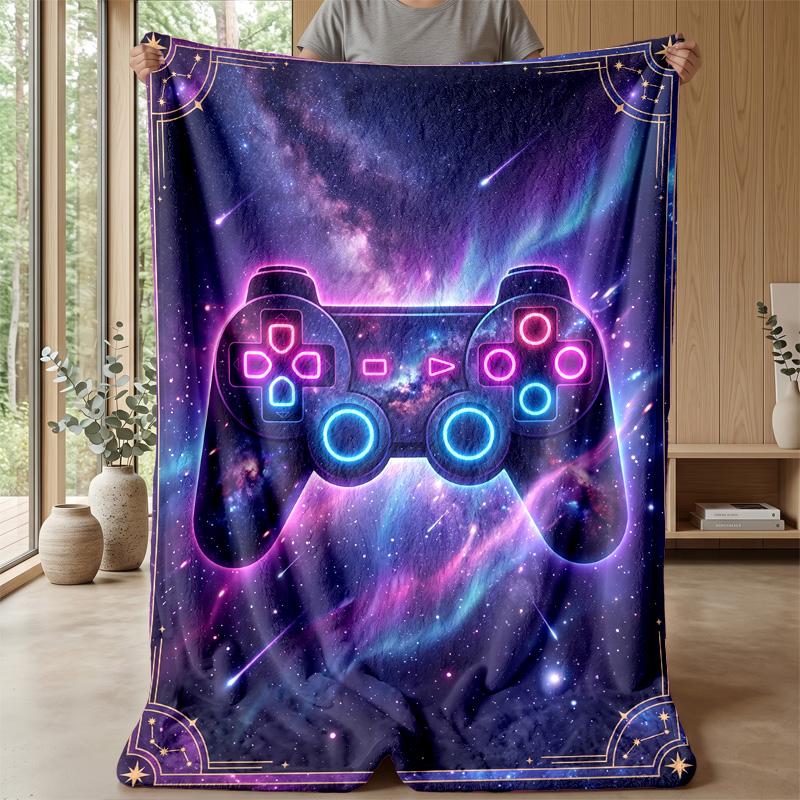 Cosmic Gamepad Design blanket Personalized Name Flannel Blanket Soft Cozy Plush Throw for Sofa Bed Lightweight Home Decor