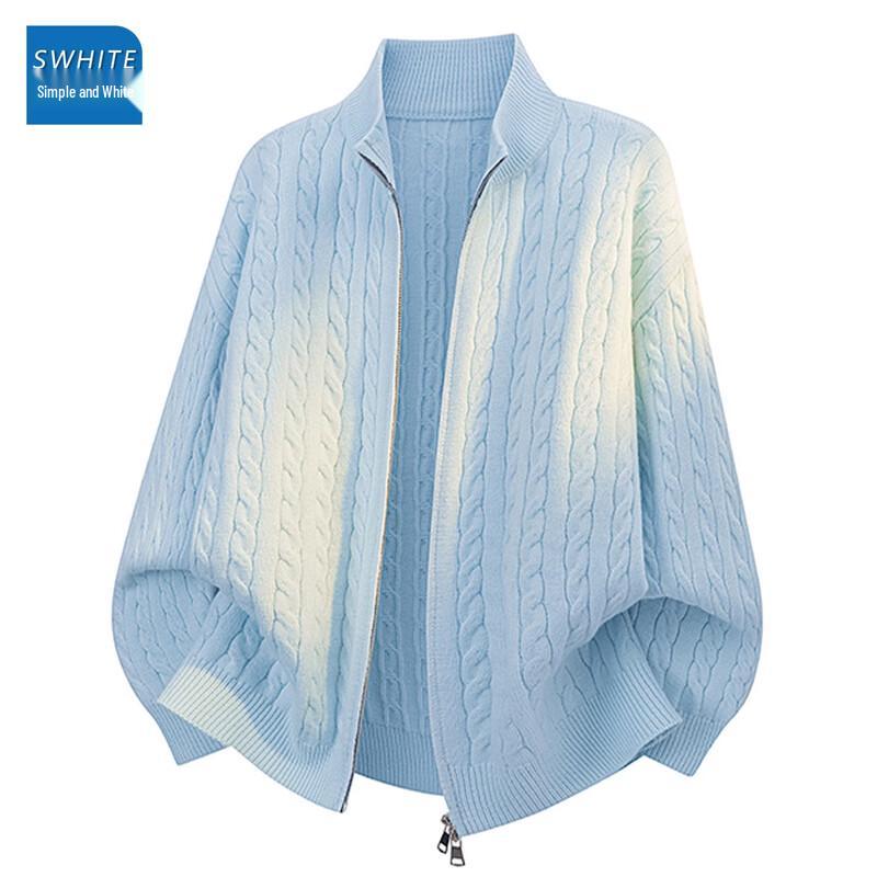 Korean-Style Stand-Collar Knitted Zip-Up Cardigan