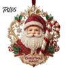 Festive Home Accents Cute Santa Christmas Ornaments, 2D Flat Acrylic Claus Hanging Ornaments Decoration for Holiday Tree, Indoor, Outdoor Party Decor