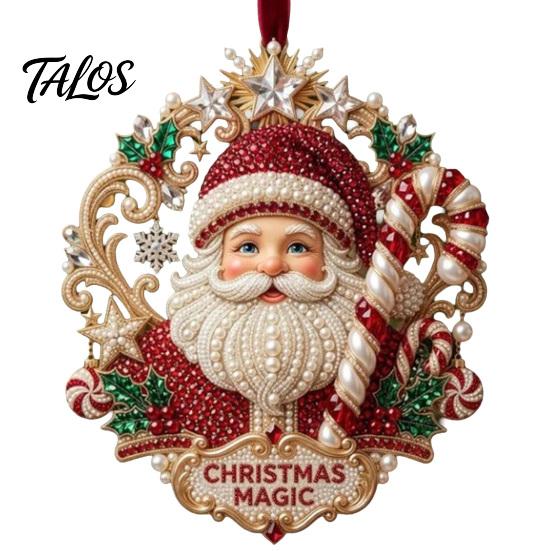 Festive Home Accents Cute Santa Christmas Ornaments, 2D Flat Acrylic Claus Hanging Ornaments Decoration for Holiday Tree, Indoor, Outdoor Party Decor