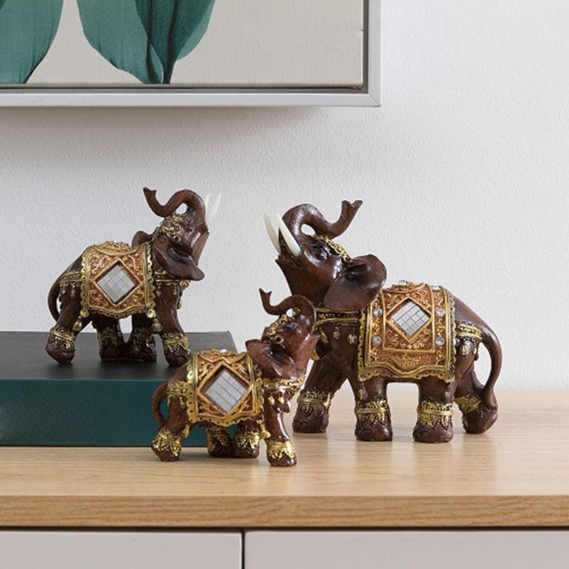 Feng Shui Elephant Statue Elephant Figurine For Wealth Fortune Home Office Decoration Resin Sculpture Gift Collection