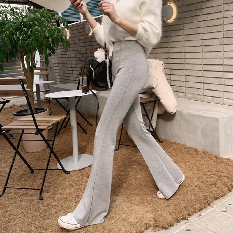 

Осень-зима женские толстые брюки свободные эластичные талии прямые длинные леггинсы вязаный женский повседневный свитер брюки S чёрный